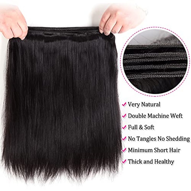 Subella Brazilian Straight Hair 3 Bundles 20 22 22inch Grade 10A Virgin Straight Human Hair Bundles Natural Black Color Hair Weave
