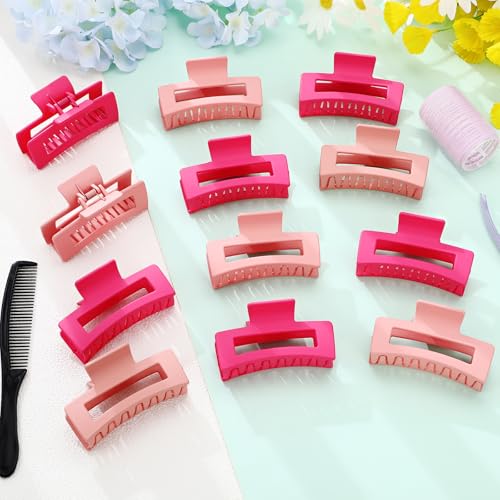 XunYee 100 Pcs Hair Claw Clips Bulk Large Square Jaw Headwear Clips Set for Women Nonslip Rectangle Hair Accessories Clip for Girl Women Gifts Beauty(3.4'',Frosted Bright)