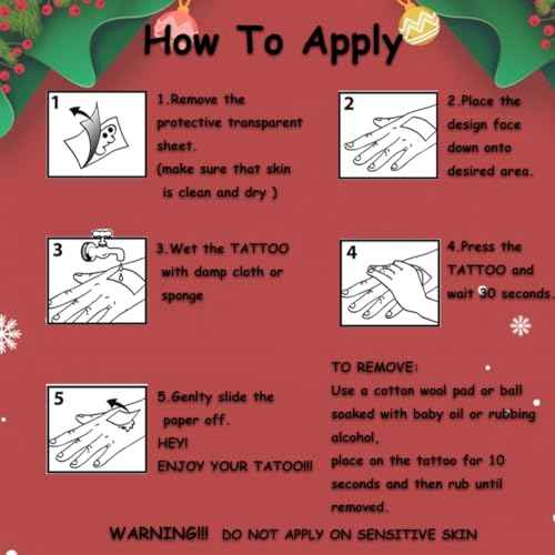 Glitter Christmas Temporary Tattoos for Kids - 74 Individually Sheets for Xmas Party Favors, Stocking Stuffer, Christmas Eve Gift