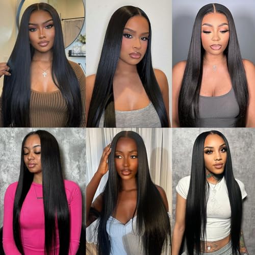 Vanlov Straight Bundles Human Hair 16 16 16 Inch Remy Hair Bundles 100% Unprocessed Brazilian Virgin hair 3 Bundles Double Weft Natural Black