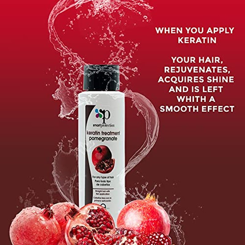 Pomegranate Medium Strength Keratin Treatment with Clarifying Shampoo 16oz by Smart Protection