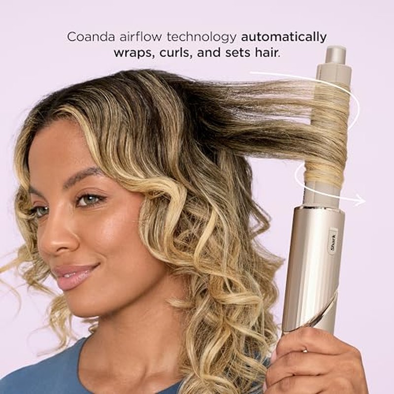 Shark HD430 FlexStyle Air Styling & Drying System, Powerful Hair Dryer Brush & Multi-Styler with Auto-Wrap Curlers, Paddle Brush, Oval Brush, Concentrator Attachment, Stone