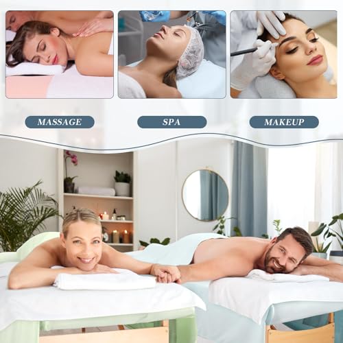VitalCozy 24 Pcs 8 Sets Massage Table Sheets Set Include Massage Bed Sheets Massage Bed Cover Massage Face Rest Cover Spa Bed Cover Washable Massage Fitted Sheet for Hair Salon Spa (Light Color)