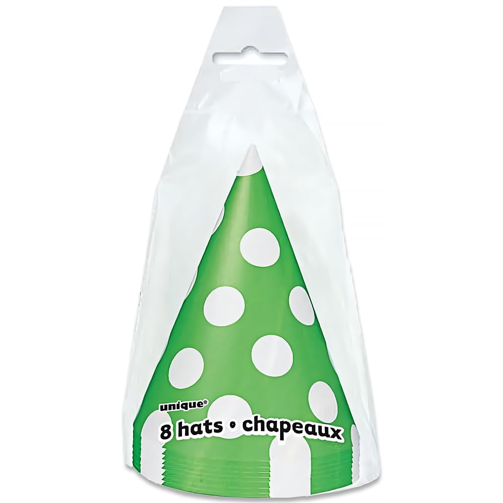 Unique Polka Dots Party Cone Hats One Size Lime Green