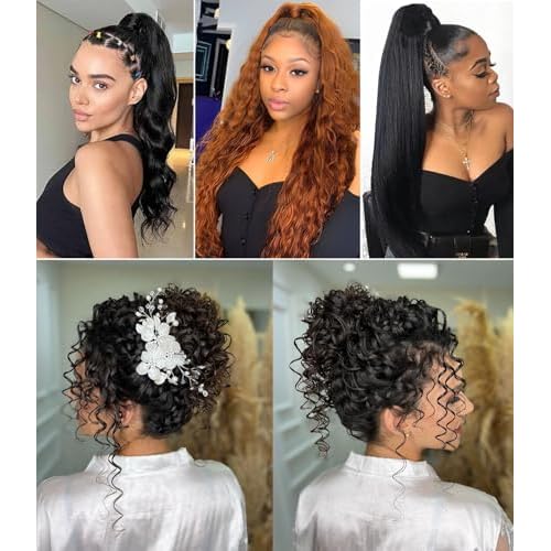 ONICE 360 Drawstring Lace Front Wigs Human Hair Pre Plucked Invisible Strap Deep Wave Glueless Full Lace Human Hair Wigs With Drawstring Hidden Strap 360 Curly Wig For Black Women (20 Inch)