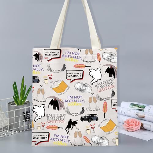 FOTAP Comedy TV Gift Crowley and Aziraphale Wings Makeup Bag TV Show Gift (SMITTEN T)