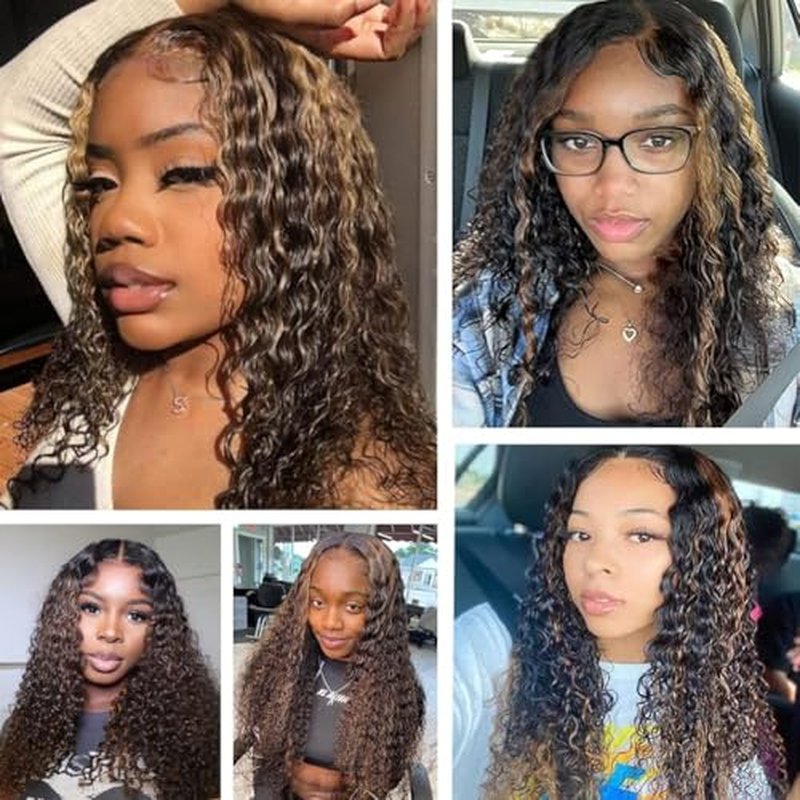 Super idol Highlight Deep Wave Lace Front Wigs Human Hair Brazilian Ombre Lace Closure Wig 4¡¿4 Lace Front 22 Inch Ombre Human Hair Wig Free Part Human Hair Wig Human Hair Wig for Black Women