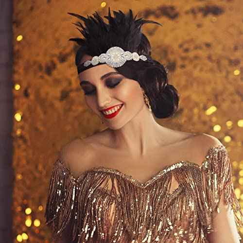 Patelai 4 Pcs Vintage 1920s Flapper Headband Rhinestone Flapper Headpiece Roaring 20s Accessories for Women Halloween
