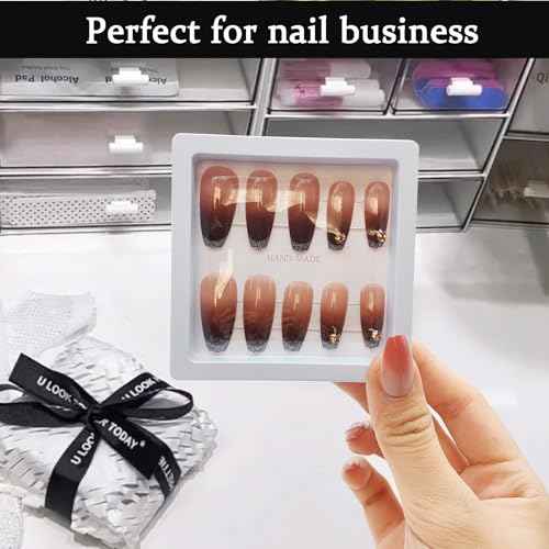 32 Pack Press On Nail Packaging Boxes - 3D Floating Storage and Display Box With 90pcs Double Sided Adhesive Tape for Nail Tech