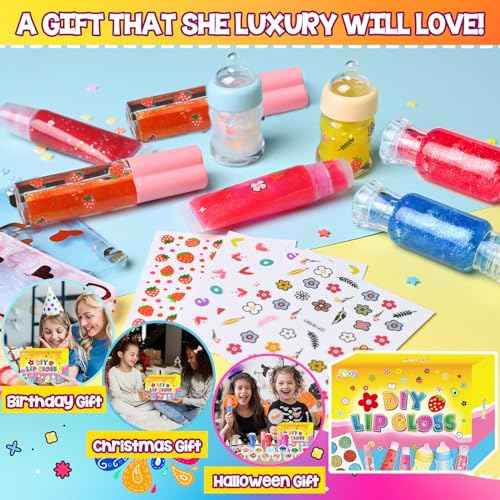 Jcoos Lip Gloss Making Kit, 73PCS Fun Make Your Own Lip Gloss Kit Kids, Beginner, Lipgloss Sets for Girls, DIY Lipstick Set, Moisturizing Lip Oil Base, Gifts for Tween Girls, Teens, Daughters, Women