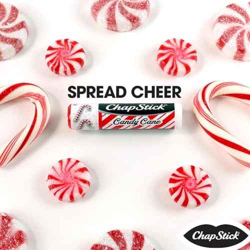 ChapStick Bulk Lip Balm, Candy Cane, 12-Pack ? Fresh & Minty Lip Moisturizer, Stocking Stuffer, 0.15 Oz Ea