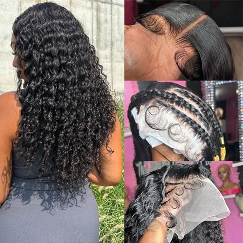 20 Inch Deep Wave Lace Front Wigs Human Hair 200 Density 13x6 Transparent Lace Frontal Wigs Human Hair Pre Plucked Deep Curly Human Hair Wig