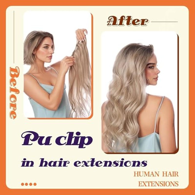 Full Shine Seamless Clip in Hair Extensions Human Hair Dark Brown Real Hair Clip in Extensions Straight Invisible Brazilian Hair Extensions Clip ins 20 Inch 120 Grams 8 Pcs