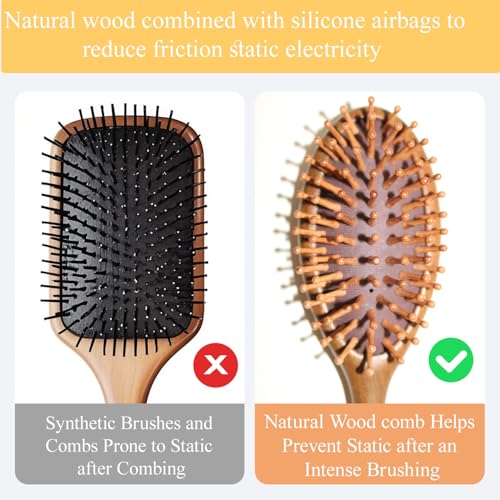 Sandalwood Hair Brush and Comb for Scalp Massage Hair for Growth Detangler Meridian Massage Comb Hairbrush Wood Airbag Comb Anti-static Air Cushion Comb