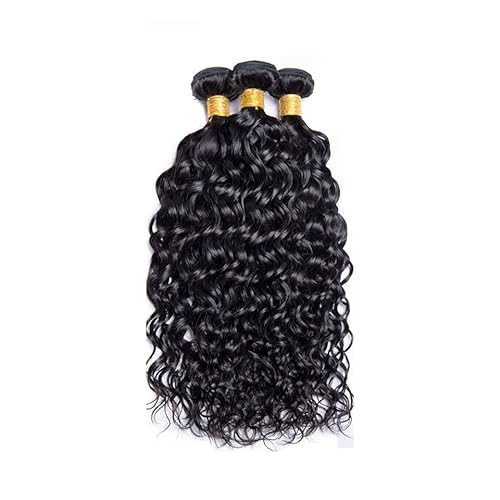 Water Wave Bundle Human Hair Natural Black Color Peruvian Virgin Remy Hair 3 Bundles 16 18 20 Inch Wet And Wavy Human Hair Bundles Double Weft Bundle