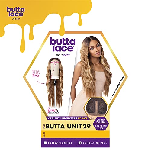 Sensationnel Butta Lace Wigs - Unit 29 Extra Wide 5 Inch Deep Parting Synthetic Preplucked Hairline Glueless Lacefront (FLAMBOYAGEBLONDE)