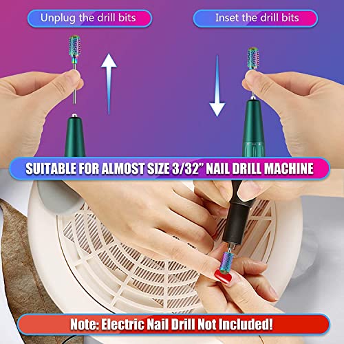 30Pcs Nail Drill Bits Set: 3/32 Inch Carbide Cuticle Ceramic Diamond Nail Bits for Nail Drill for Acrylic Gel Nail Manicure Pedicure Remover Tools for Home Salon