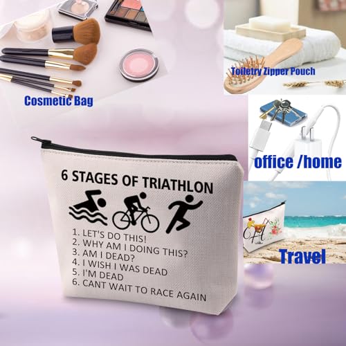 PXTIDY Triathlon Gifts Six Stages Of Triathlon Tri Harder Triathlete Cosmetic Bag Swim Cycle Run Gift for Triathlon Athletes