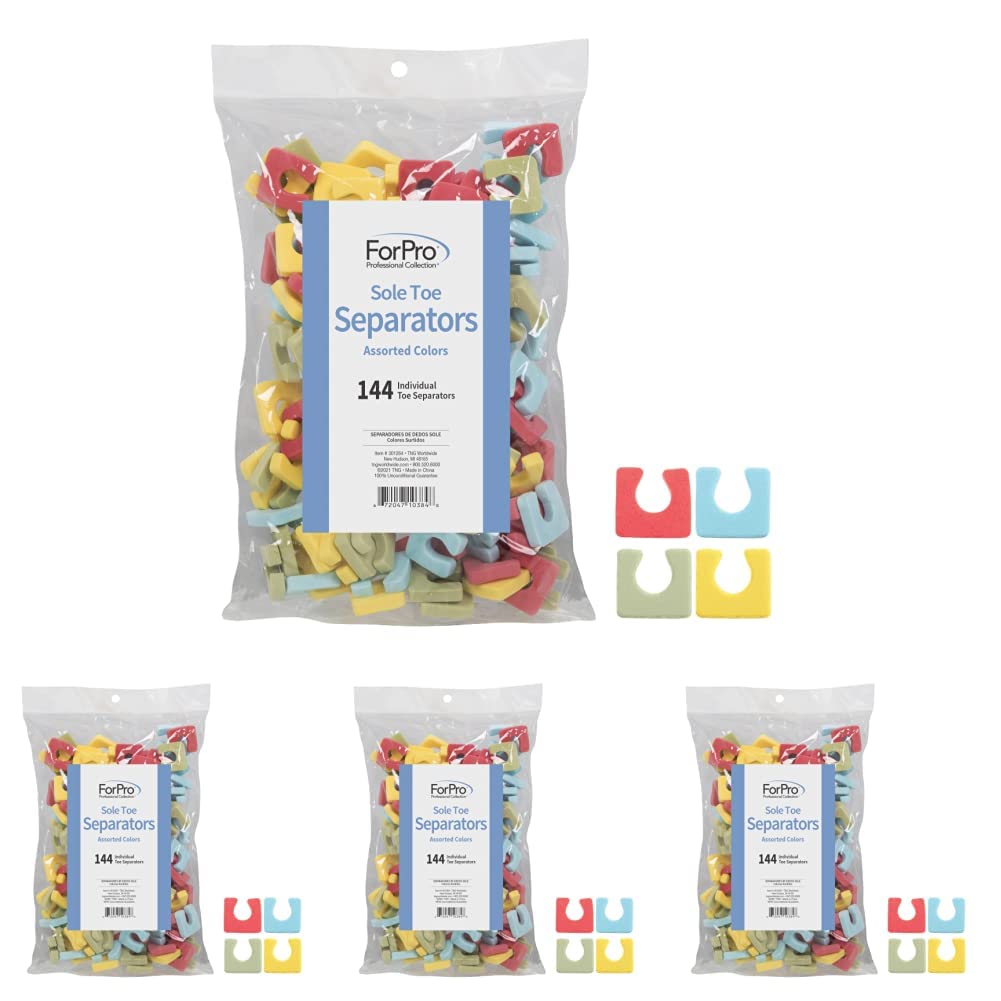 ForPro Sole Toe Separators - Black Luxurious Foam Separators - Individual Toe Separators for Pedicures – 144-Count