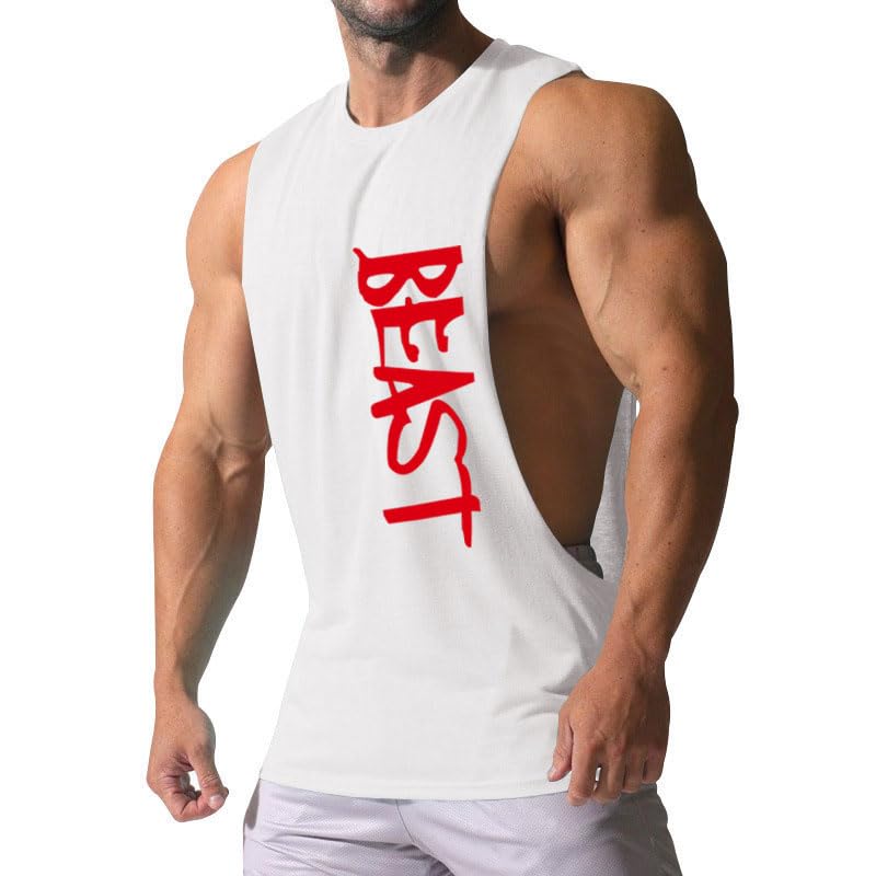 CUIFUTANG Men's 3 Pack Workout Tank Top Beast Gym Fitness Muscle Tee Cut Open Sides Sleeveless T-Shirt - BK+WT+GY-XL