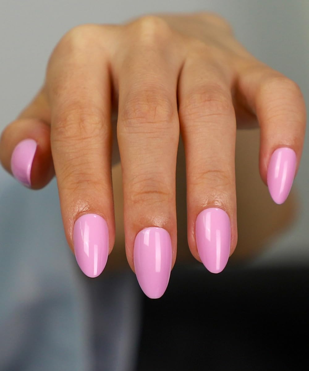 French Almond Gel Press On Nails Short 16 Sizes Fake Nails Glossy 32pcs, Nail Glue Included