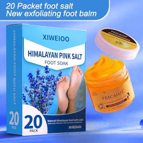 Foot Soak salt kit with Tea Tree Oil - Moisturize, Reduce Foot Odor, & Soothe Aching Feet tool set Foot cream spa bath massager Epsom Salt foot pedicure kit at home spa