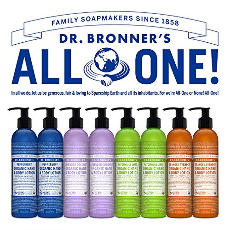 Dr. Bronner's - Organic Lotion (Patchouli Lime, 8 Ounce) - Body Lotion and Moisturizer, Certified Organic, Soothing for Hands, Face and Body, Highly Emollient, Nourishes and Hydrates, Vegan, Non-GMO