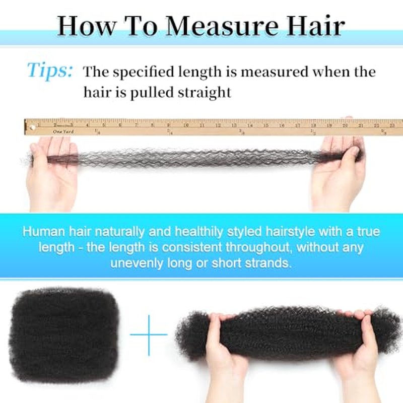 Afro Kinkys Bulk Human Hair for Dreadlocks Extensions Repair Locs, Twist Braiding Afro Kinky Human Hair for Locs 16 Inch 6 Bundles 105 Gram 4#
