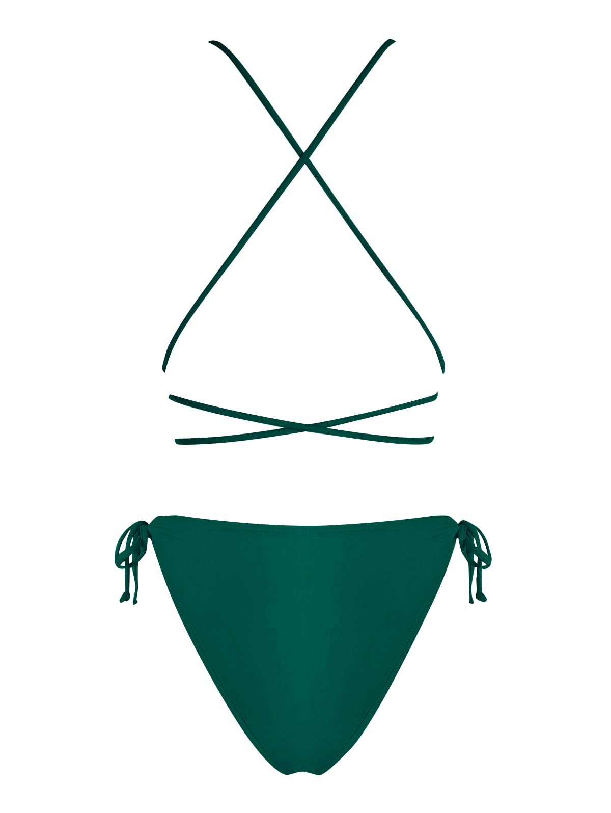 ZAFUL Women Plunging One Piece Swimsuit Backless Cross Tie High Cut Thong One-Piece Bathing Suit 0-Malachite Green L