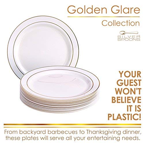 DISPOSABLE PLASTIC SIDE PLATES 7.5" Glare Ivory/Gold (20 pc)