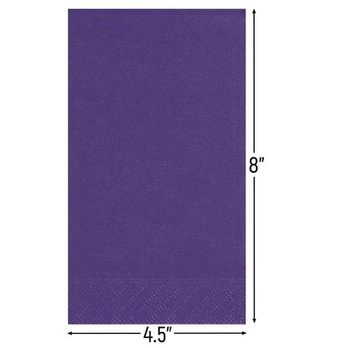 Deep Purple Solid Guest Towels - Pack Of 20 - Absorbent Paper Hand Napkins For Bathroom, Kitchen & Events
