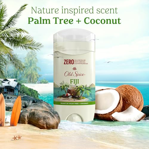 Old Spice Aluminum Free Deodorant for Men, 24/7 Long Lasting Freshness, 24/7 Sweat & Odor Protection, Fiji with Palm Tree Scent Deodorant with Travel-Size Swagger Scent Body Wash, 3 oz (Pack of 3)