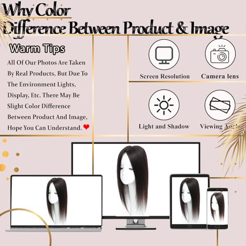 Hair Toppers for Women Real Human Hair, 360¡Æ 3D Human Hair Toppers for Women with Thinning Hair Upgrade Middle Part Clip in Bangs (Medium Dark Brown, 14 Inch-3D-Side)