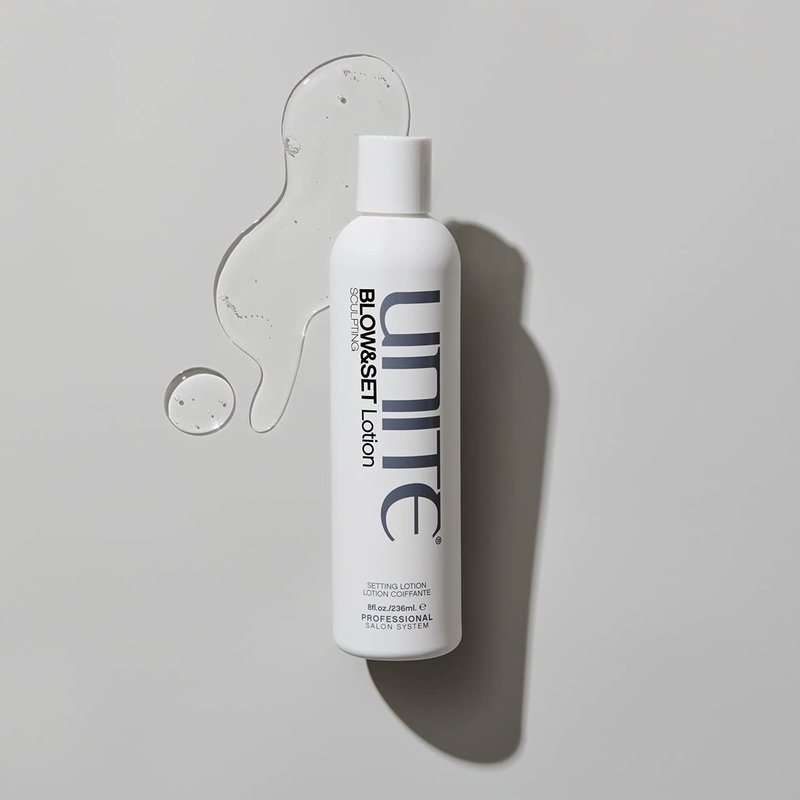 UNITE Hair – BLOW&SET Lotion – Heat-Activated Sculpting Lotion for Volume, Shape & Soft Flexible Hold – UV & Thermal Protection – 8 Fl Oz