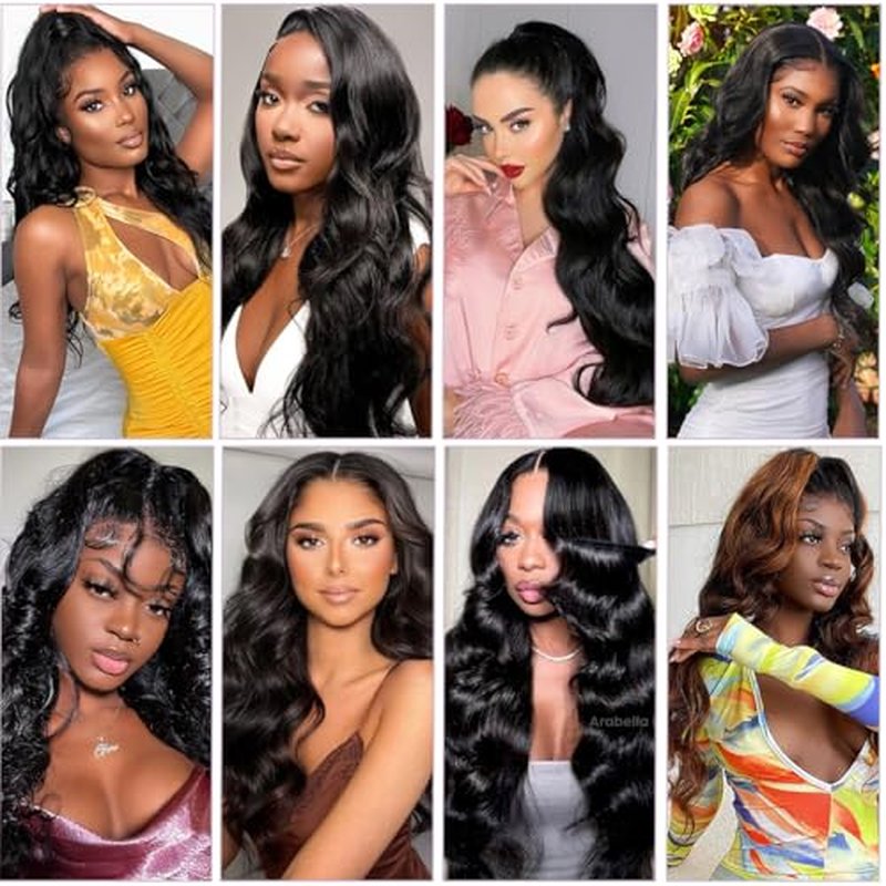 Glossy Human Hair Bundles Body Wave Bundles Human Hair 20 22 24 Inch 12A Grade 100% Unprocessed Brazilian Virgin Hair 3 Bundle Human Hair Extensions for Black Women Natural Color