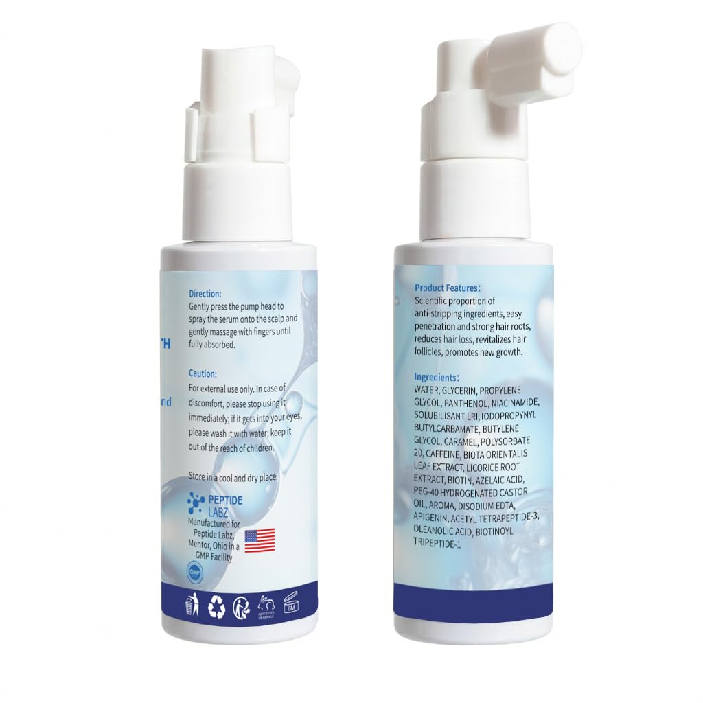 Peptide Hair Growth Serum Spray - Acetyl Tetrapeptide-3 & Biotin | Boost Hair Thickness & Strength