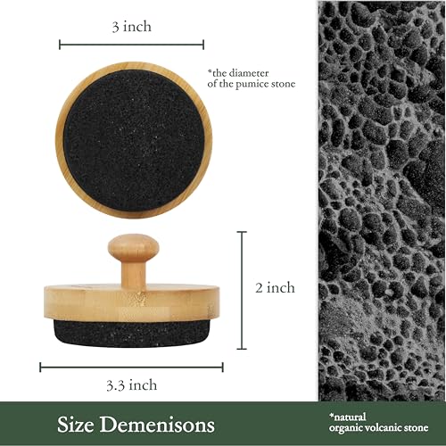 TADA Natural Beauty ADA Natural Beauty Pumice Stone for Feet with Bamboo Handle - Foot Scrubber and Callus Remover for Feet (Black)