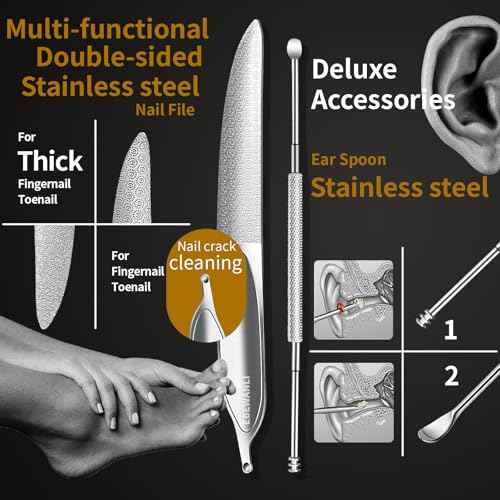 Podiatrist Toenail Clippers for Seniors Thick Toenails, Toe Nail Clippers for Thick Nails for Seniors, Straight Toe Nail Clippers for Men, Ingrown Toenail Clippers and Angled Nail Clipper Set