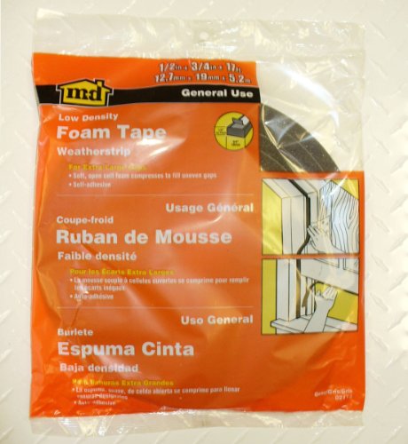 M-D Building Products 2113 Low Density Foam Tape, 1/2-by-3/4-Inch by 17 Feet, Gray