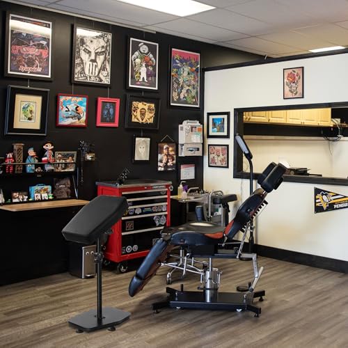 POARMEEY Tattoo Arm Rest Stand Adjustable Height and Tilt Black Leather Pad Professional Heavy Equipment for Tattoo Studio