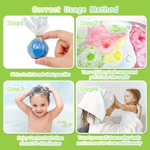 Bath Bombs for Kids, 12 Pcs Bath Bombs with Glow in The Dark Dinosura Surprise Inside, Handmade Organic Bubble Bath Ball Gift Set for Boys and Girls, Gift for Birthday Christmas Easter