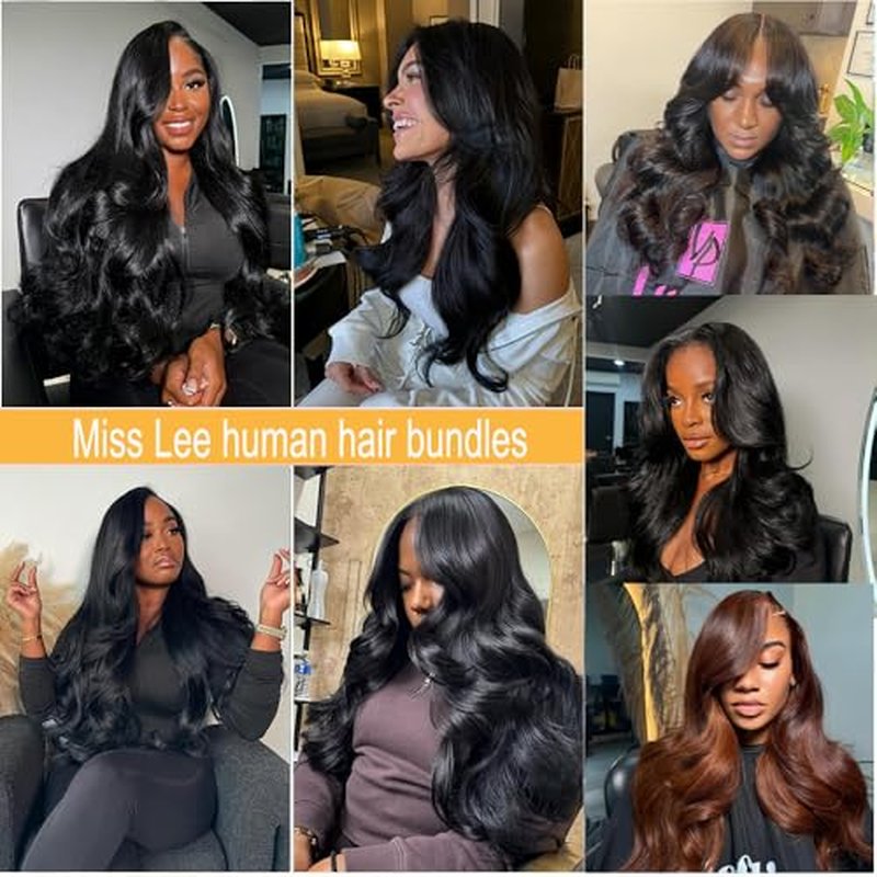 12A Human Hair Bundles Body Wave Human Hair Bundles 100% Unprocessed Brazilian Virgin Human Hair Extensions 14 16 18 20Inch 4 Bundles Deals Human Hair Quick Weave Bundles Human Hair Natural Black
