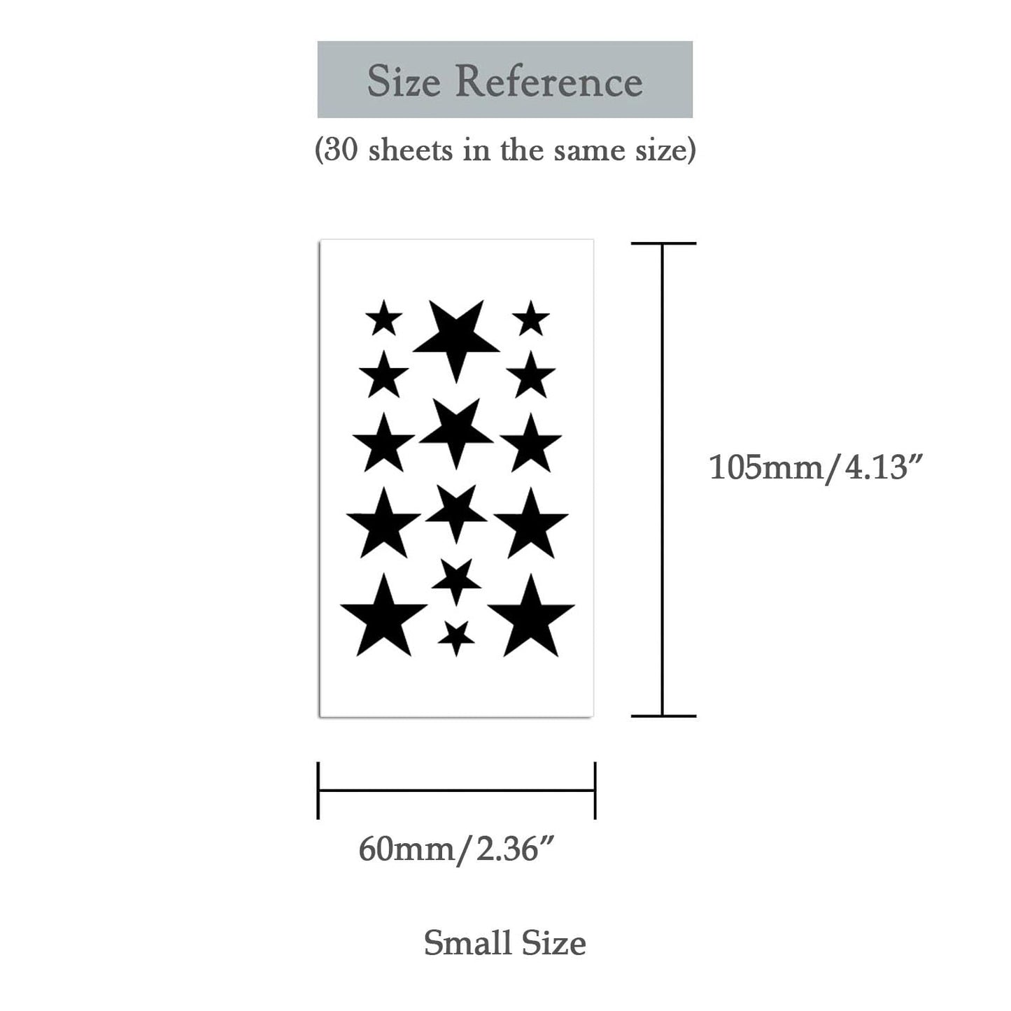 Oottati 30 Sheets Small Cute Temporary Tattoos Kit - Black Foot Print Camera Elephant Star Diamond Cross Bird Cat for Kids Women Men