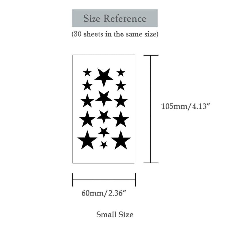 Oottati 30 Sheets Small Cute Temporary Tattoos Kit - Black Foot Print Camera Elephant Star Diamond Cross Bird Cat for Kids Women Men