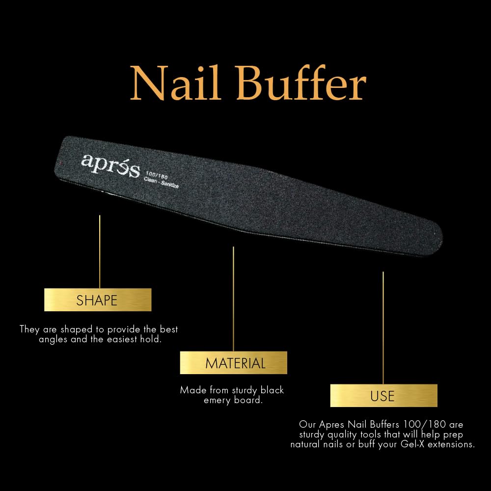 APRÉS Apres Gel-X Essentials - Extend Gel, pH Bonder, Acid-Free Gel Primer, Curved Nail File 100/180 Grit, Nail Buffer