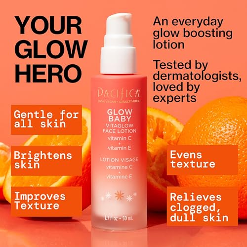Pacifica Vitamin C Face Lotion Glow Baby VitaGlow Face Moisturizer Glow Recipe, Vitamin E, Antioxidants, Dermatologist Tested 1.7 oz