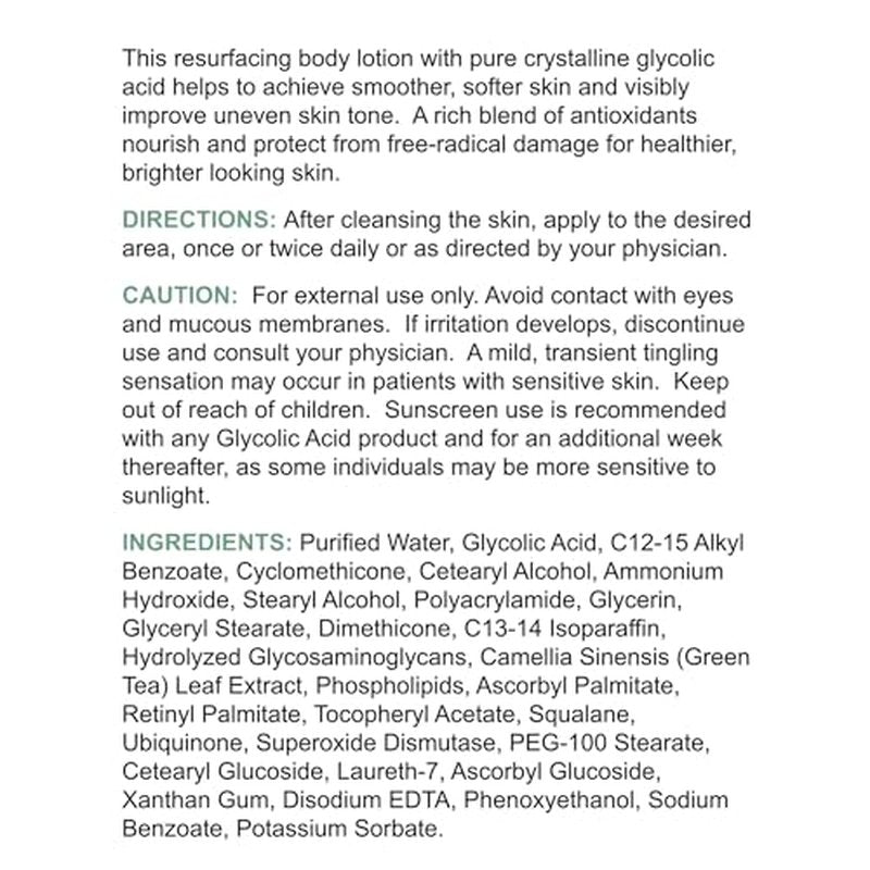 Replenix Glycolic Acid 15% Resurfacing Body Lotion, Medical-Grade Brightening & Hydrating Exfoliating Cream for Skin Discoloration & Rough Texture (6.7 fl. oz)