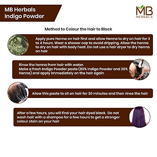 MB Herbals Indigo Powder 8 oz / 227 Gram (0.5 LB) | 100% Pure Organically Grown Indigo from Tamilnadu India | No Preservatives No Coloring Agents NATURAL GREEN POWDER