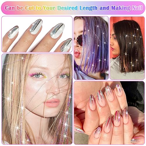 6000 Strands Hair Tinsel Kit in 20 Colors, Glitter Tinsel Hair Extensions Kit Heat-resistant, Fairy Hair Tinsel Tool for Shiny Hair Extension, Women Girls Hair Accessories at Party