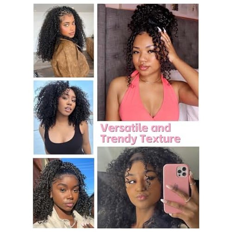 Kinky Curly Wear and Go Glueless Wigs Human Hair Pre Plucked Pre Cut 7x5 Lace Front Wig Pre Bleached Knots 180% Density Closure Wigs Human Hair for Women Natural Color 16 Inch